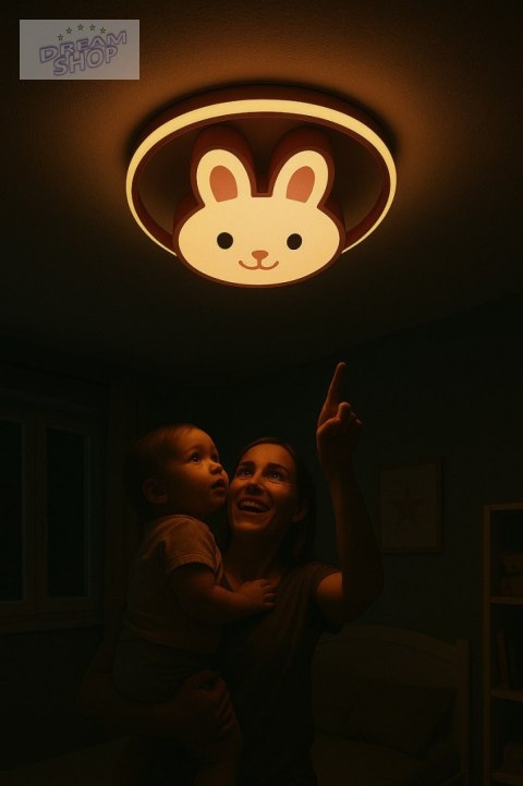 Lampa LED sufitowa plafon do pokoju dziecięcego ściemniana LUMELA + pilot króliczek Lampa LED sufitowa plafon do pokoju dziecięcego ściemniana LUMELA + pilot króliczek