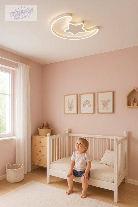 Lampa LED sufitowa plafon do pokoju dziecięcego ściemniana LUMELA + pilot księżyc biała Lampa LED sufitowa plafon do pokoju dziecięcego ściemniana LUMELA + pilot księżyc biała