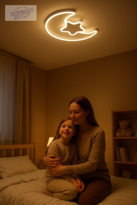 Lampa LED sufitowa plafon do pokoju dziecięcego ściemniana LUMELA + pilot księżyc biała Lampa LED sufitowa plafon do pokoju dziecięcego ściemniana LUMELA + pilot księżyc biała