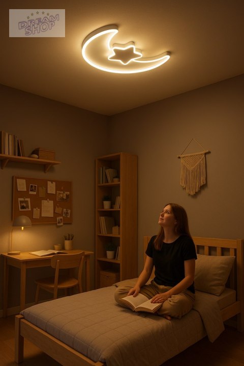 Lampa LED sufitowa plafon do pokoju dziecięcego ściemniana LUMELA + pilot księżyc biała Lampa LED sufitowa plafon do pokoju dziecięcego ściemniana LUMELA + pilot księżyc biała