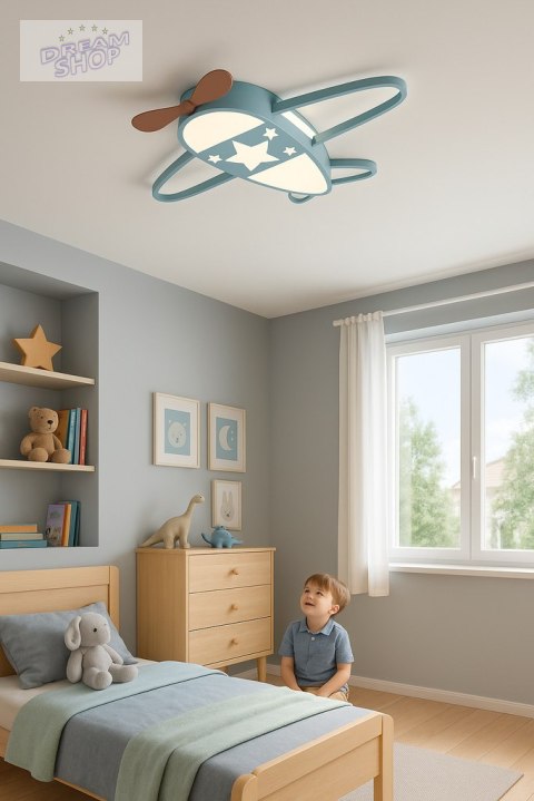 Lampa LED sufitowa plafon do pokoju dziecięcego ściemniana LUMELA + pilot samolot Lampa LED sufitowa plafon do pokoju dziecięcego ściemniana LUMELA + pilot samolot