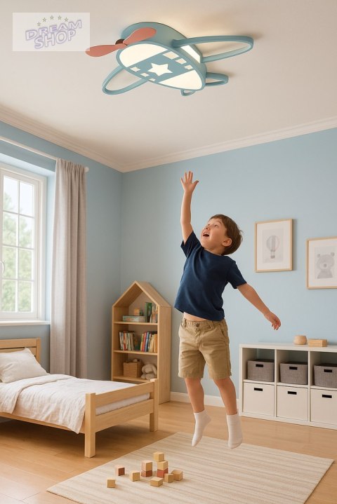 Lampa LED sufitowa plafon do pokoju dziecięcego ściemniana LUMELA + pilot samolot Lampa LED sufitowa plafon do pokoju dziecięcego ściemniana LUMELA + pilot samolot