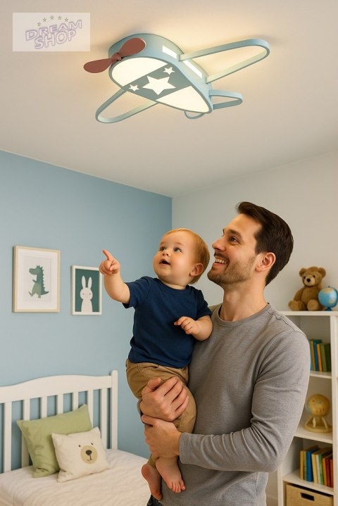 Lampa LED sufitowa plafon do pokoju dziecięcego ściemniana LUMELA + pilot samolot Lampa LED sufitowa plafon do pokoju dziecięcego ściemniana LUMELA + pilot samolot