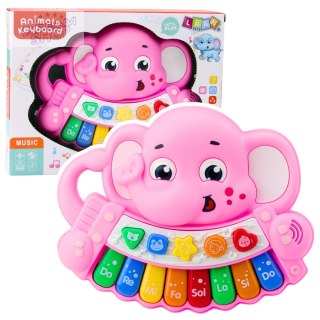 Pianinko Interaktywne Melodie Odgłosy Zwierząt Gama Słonik Różowy