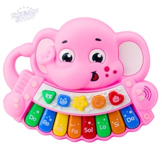 Pianinko Interaktywne Melodie Odgłosy Zwierząt Gama Słonik Różowy