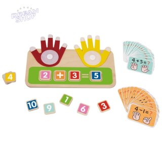 TOOKY TOY Drewniana Edukacyjna Zabawka do Nauki Liczenia na Palcach Dodawanie i Odejmowanie