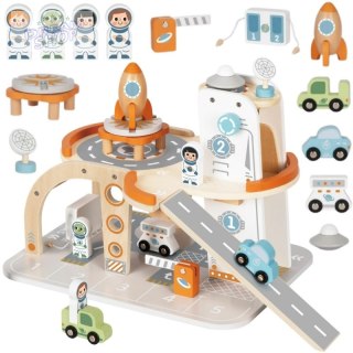 TOOKY TOY Drewniany Kosmiczny Parking Stacja Kosmiczna