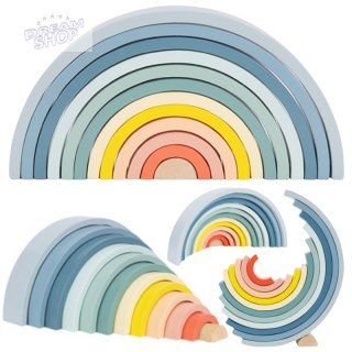 TOOKY TOY Pastelowa Układanka Drewniane Klocki Montessori Tęcza