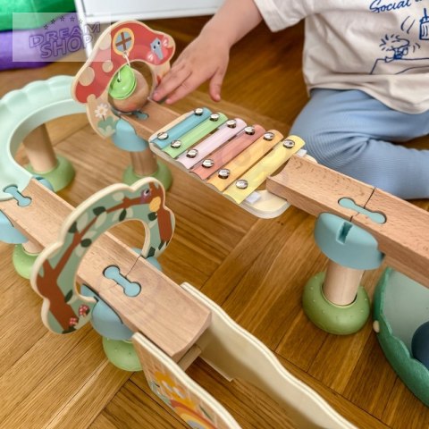 Tooky Toy Drewniany Muzyczny Tor Kulkowy Kulodrom 44 el. Pastelowe Tooky Toy Drewniany Muzyczny Tor Kulkowy Kulodrom 44 el. Pastelowe