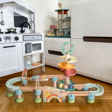Tooky Toy Drewniany Muzyczny Tor Kulkowy Kulodrom 44 el. Pastelowe Tooky Toy Drewniany Muzyczny Tor Kulkowy Kulodrom 44 el. Pastelowe