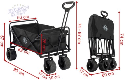 Wózek transportowy plażowy składany KORAL czarny Wózek transportowy plażowy składany KORAL czarny