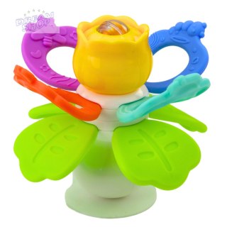 Zabawka Sensoryczna Dla Malucha Kwiatek Obrotowy Z Gryzakami i Przyssawką