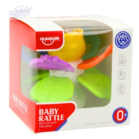 Zabawka Sensoryczna Dla Malucha Kwiatek Obrotowy Z Gryzakami i Przyssawką