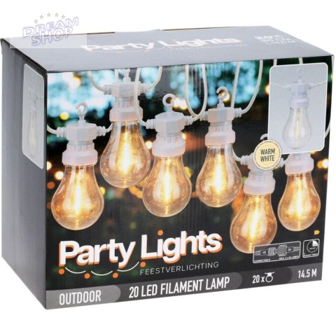 GIRLANDA OGRODOWA PARTY LIGHT 20LED A60 BIAŁY KABEL GIRLANDA OGRODOWA PARTY LIGHT 20LED A60 BIAŁY KABEL