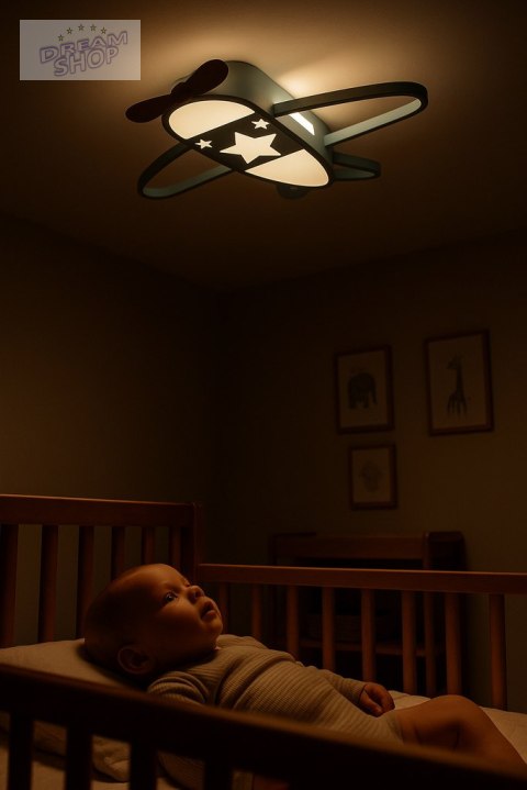 Lampa LED sufitowa plafon do pokoju dziecięcego ściemniana LUMELA + pilot samolot Lampa LED sufitowa plafon do pokoju dziecięcego ściemniana LUMELA + pilot samolot