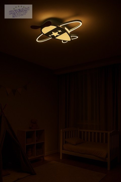 Lampa LED sufitowa plafon do pokoju dziecięcego ściemniana LUMELA + pilot samolot Lampa LED sufitowa plafon do pokoju dziecięcego ściemniana LUMELA + pilot samolot