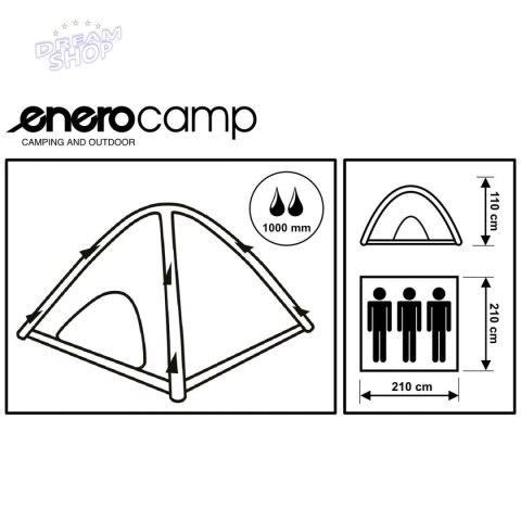 NAMIOT 3 OSOBOWY HOLIDAY DMUCHANY 210x210x110CM ENERO CAMP NAMIOT 3 OSOBOWY HOLIDAY DMUCHANY 210x210x110CM ENERO CAMP