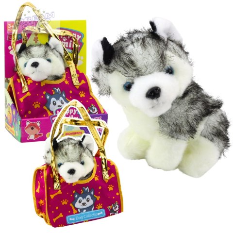 Piesek Husky W Torebce Pluszowy Maskotka Przytulanka Biało Szary Piesek Husky W Torebce Pluszowy Maskotka Przytulanka Biało Szary