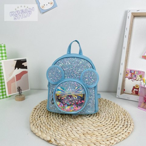 Plecak Dziecięcy Z Cekinami Myszka Uszy Niebieski 22cm 3L Plecak Dziecięcy Z Cekinami Myszka Uszy Niebieski 22cm 3L