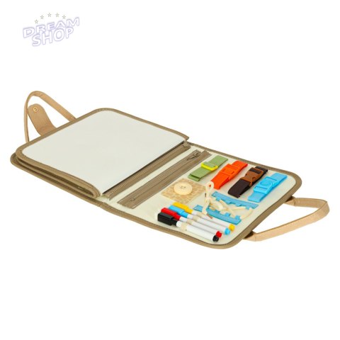 Tablica manipulacyjna sensoryczna montessori walizka dinozaury Tablica manipulacyjna sensoryczna montessori walizka dinozaury