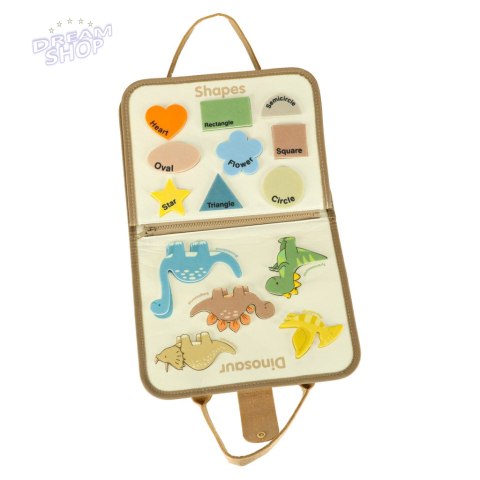 Tablica manipulacyjna sensoryczna montessori walizka dinozaury Tablica manipulacyjna sensoryczna montessori walizka dinozaury
