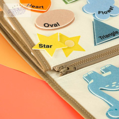Tablica manipulacyjna sensoryczna montessori walizka dinozaury Tablica manipulacyjna sensoryczna montessori walizka dinozaury