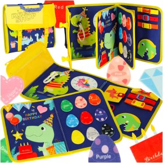 Tablica manipulacyjna sensoryczna montessori walizka plecak niebieska
