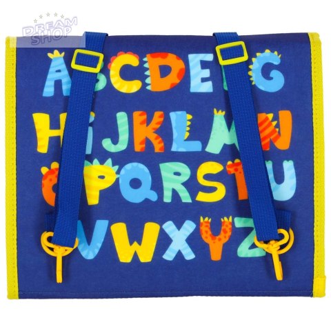 Tablica manipulacyjna sensoryczna montessori walizka plecak niebieska Tablica manipulacyjna sensoryczna montessori walizka plecak niebieska