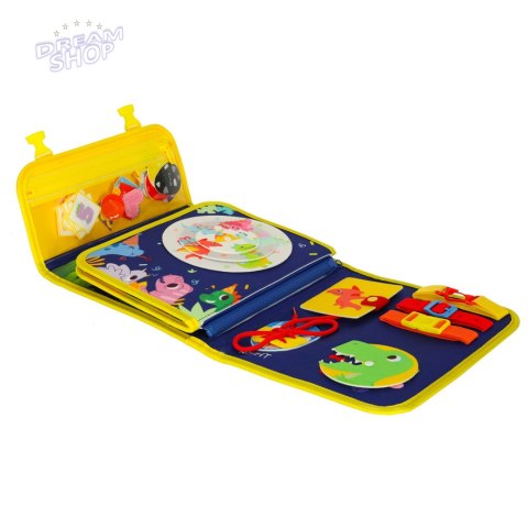 Tablica manipulacyjna sensoryczna montessori walizka plecak niebieska Tablica manipulacyjna sensoryczna montessori walizka plecak niebieska