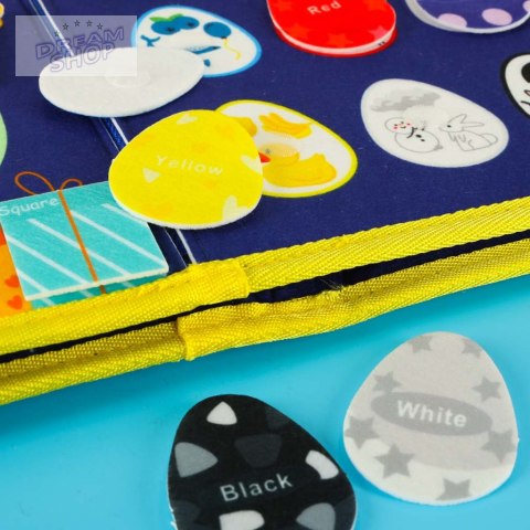 Tablica manipulacyjna sensoryczna montessori walizka plecak niebieska Tablica manipulacyjna sensoryczna montessori walizka plecak niebieska