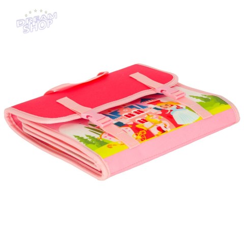 Tablica manipulacyjna sensoryczna montessori walizka plecak różowa Tablica manipulacyjna sensoryczna montessori walizka plecak różowa