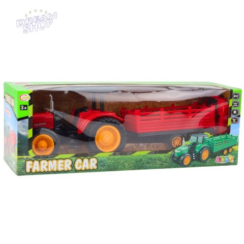 Traktor Farmerski Z Przyczepą Zdalnie Sterowany RC Czerwony