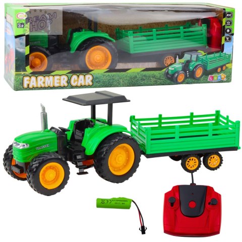 Traktor Farmerski Z Przyczepą Zdalnie Sterowany RC Zielony
