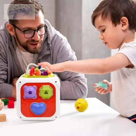 Edukacyjna kostka sensoryczna sorter kształtów klocki cymbałki 18m+ 688-62 Edukacyjna kostka sensoryczna sorter kształtów klocki cymbałki 18m+ 688-62