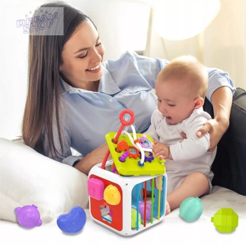 Edukacyjna kostka sensoryczna sorter kształtów klocki cymbałki 18m+ 688-62 Edukacyjna kostka sensoryczna sorter kształtów klocki cymbałki 18m+ 688-62