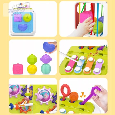 Edukacyjna kostka sensoryczna sorter kształtów klocki cymbałki 18m+ 688-62 Edukacyjna kostka sensoryczna sorter kształtów klocki cymbałki 18m+ 688-62