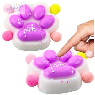 Gniotek Kocia Łapka Antystresowa Sensoryczna Squishy Gwiazdki Fioletowa