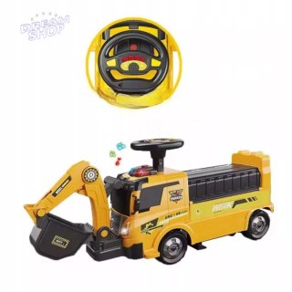 Jeździk 2w1 koparka + 4 autka rozkładany dźwig dźwięk ruchoma łyżka ZH922