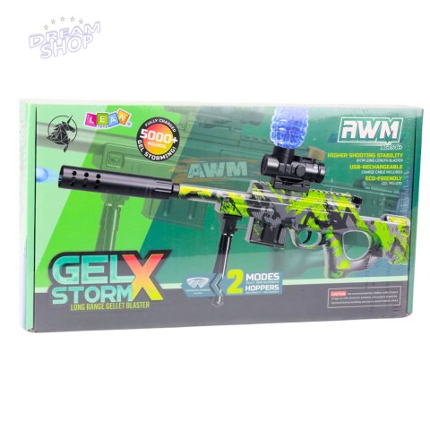 Karabin AWM Na Kulki Wodne Hydrożelowe Zielony Okulary 61cm Karabin AWM Na Kulki Wodne Hydrożelowe Zielony Okulary 61cm