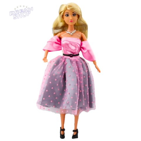 Lalka Anlily Suknia Balowa Jasnoróżowa W Kropki Ruchome Kończyny Blond Lalka Anlily Suknia Balowa Jasnoróżowa W Kropki Ruchome Kończyny Blond
