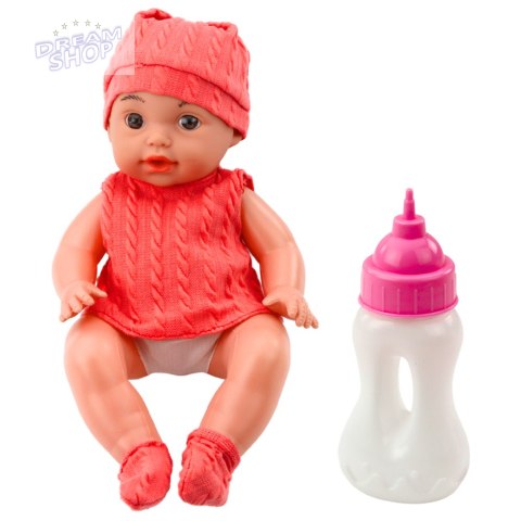 Lalka Bobas Z Butelką Do Karmienia Różowe Ubranko Dźwięki 30cm Lalka Bobas Z Butelką Do Karmienia Różowe Ubranko Dźwięki 30cm