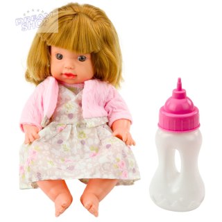Lalka Bobas Z Butelką Do Karmienia Sukienka Pudrowy Róż Dźwięki 30cm