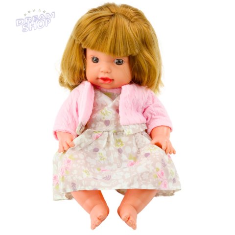 Lalka Bobas Z Butelką Do Karmienia Sukienka Pudrowy Róż Dźwięki 30cm Lalka Bobas Z Butelką Do Karmienia Sukienka Pudrowy Róż Dźwięki 30cm