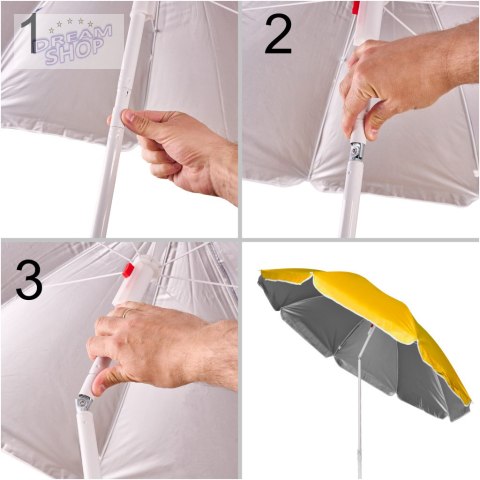 Parasol ogrodowy plażowy regulowany łamany składany UV 150cm żółty Parasol ogrodowy plażowy regulowany łamany składany UV 150cm żółty