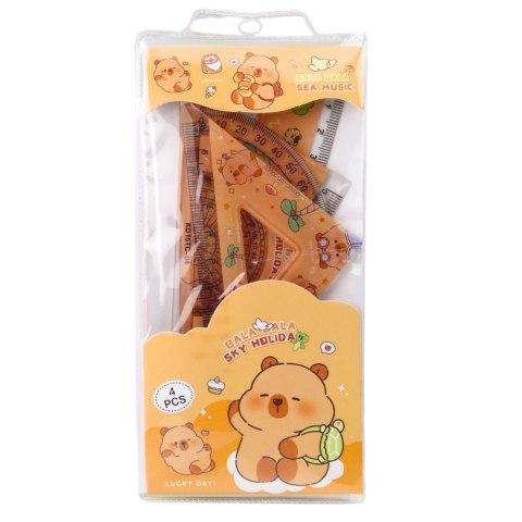 Zestaw Przybory Geometryczne Kapibara Linijka Kątomierz Ekierki 4el