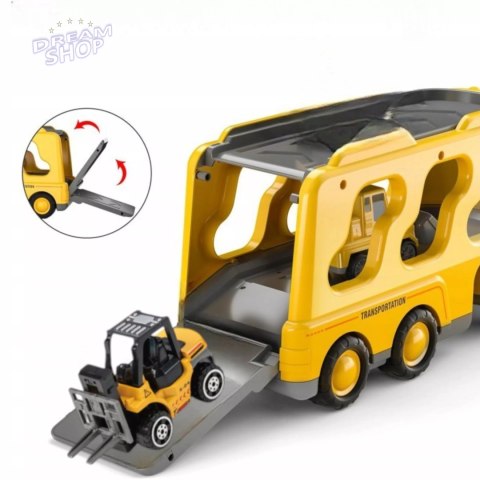 Zestaw laweta transportowa autka budowlane koparka dźwięk światło SX700-10 Zestaw laweta transportowa autka budowlane koparka dźwięk światło SX700-10