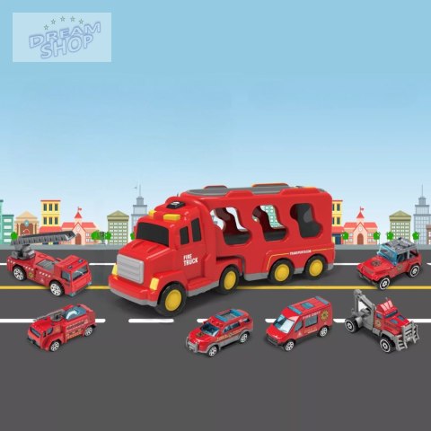 Zestaw strażacki laweta pojazdów straż pożarna tir dźwięk światło SX700-11