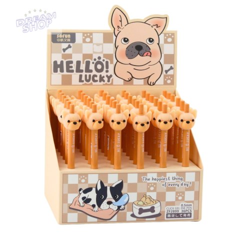Długopis Żelowy Z Pieskiem Mops Niebieski Tusz Beżowy 0,5mm Długopis Żelowy Z Pieskiem Mops Niebieski Tusz Beżowy 0,5mm