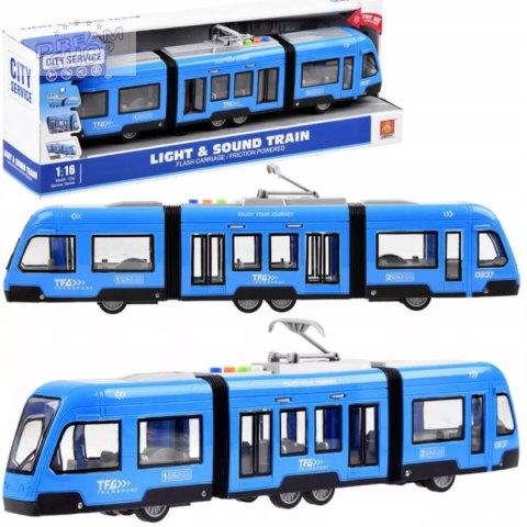 Duży tramwaj jeździ dźwięki światła baterie niebieski 930B Duży tramwaj jeździ dźwięki światła baterie niebieski 930B