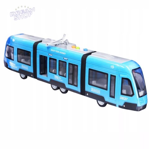 Duży tramwaj jeździ dźwięki światła baterie niebieski 930B Duży tramwaj jeździ dźwięki światła baterie niebieski 930B